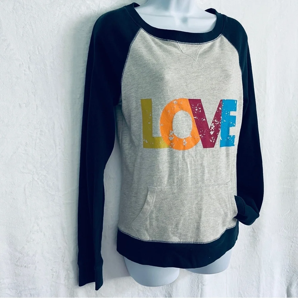 LOVE Graphic Lettering Raglan Long Sleeve Sweatshirt